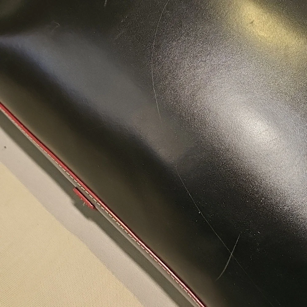 Lodis Black Leather Tote Bag With Red Edge Trim - Picture 3 of 11